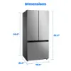 Midea MRF18B4AST refrigerator dimensions diagram showing 29.5-inch width, 30.9-inch depth and 66.6-inch overall height.