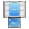 Midea MRF18B4AST refrigerator capacity diagram highlighting 12.86 cu. ft. of fresh food storage with French doors open.