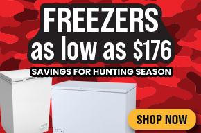 Chest and upright freezer sale featuring fast delivery and prices starting at $176 after rebate.