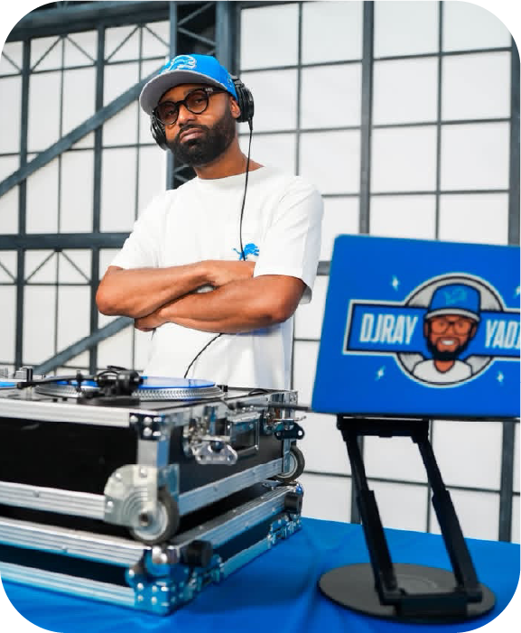 DJ Ray Yadig performing at a Detroit Lions event