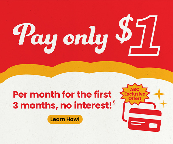 1 per Month for the first 3 Months then 33 higher equal monthly payments with your ABC Warehouse Credit Card.
