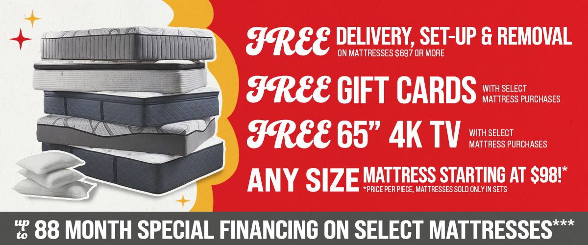  Free delivery, setup and removal - Free gift cards - Free adjustable mattress base - king for queen mattress deal