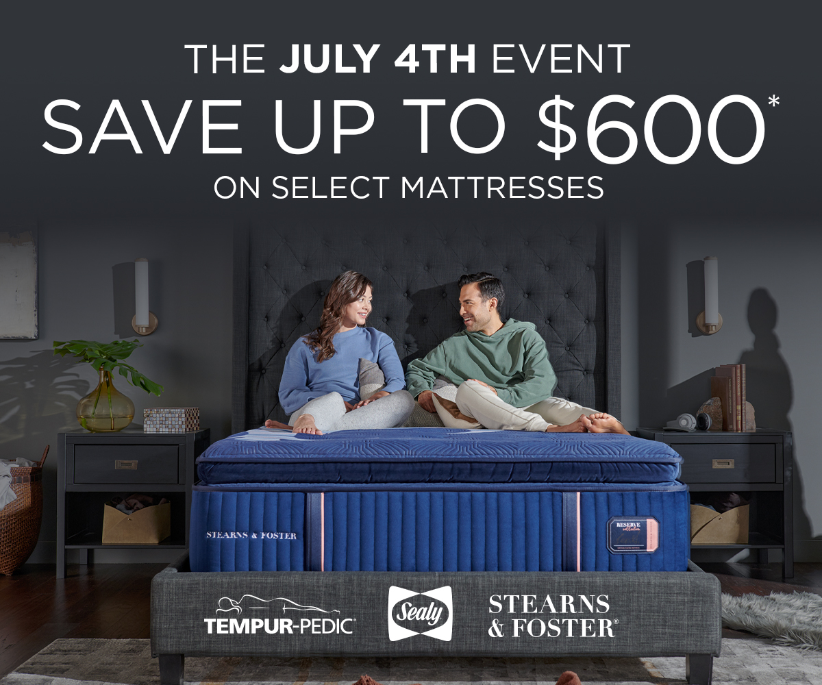 Tempur-Pedic, Sealy, and Stearns & Foster Memorial Day Mattress Sale with savings up to $1000